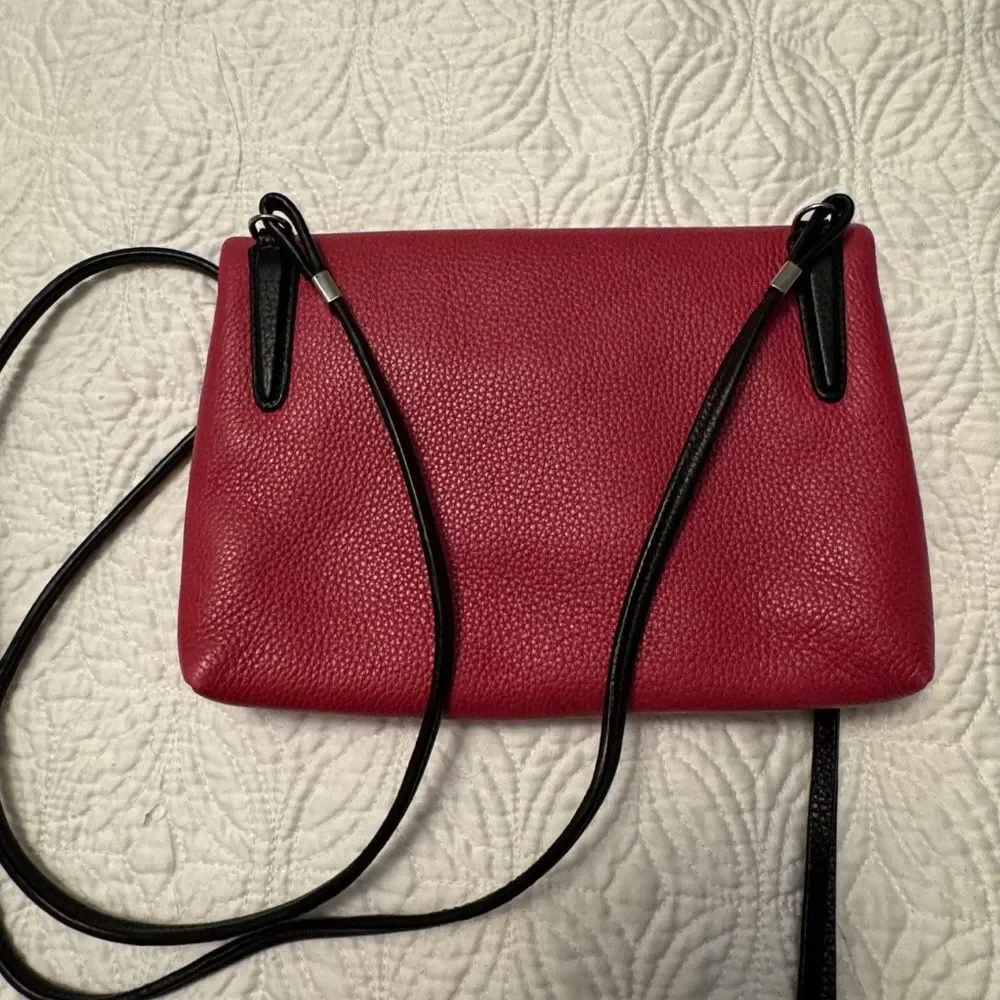 Coach Urbane Fuchsia Pink Black Fold Over Crossbody Bag Silver Hardware